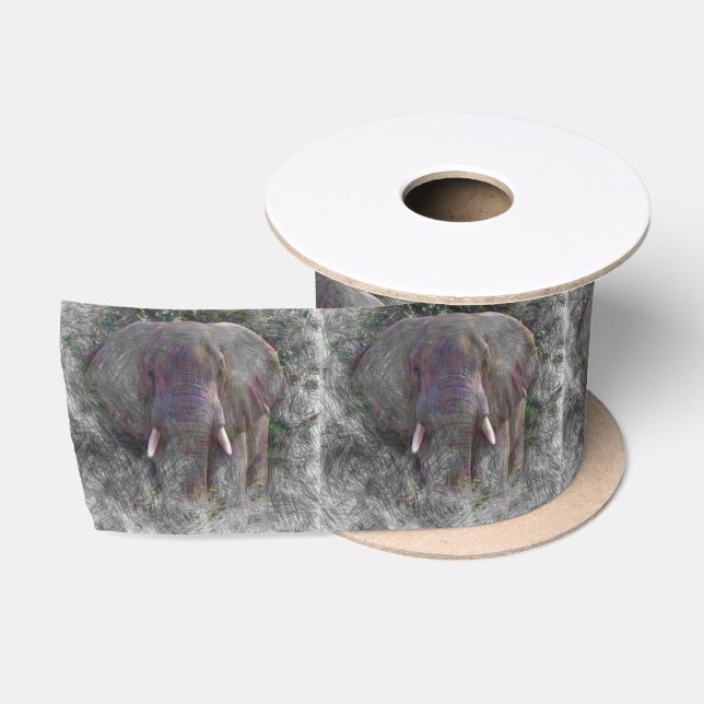Ruban En Satin Eléphant animal artistique (Bobine)