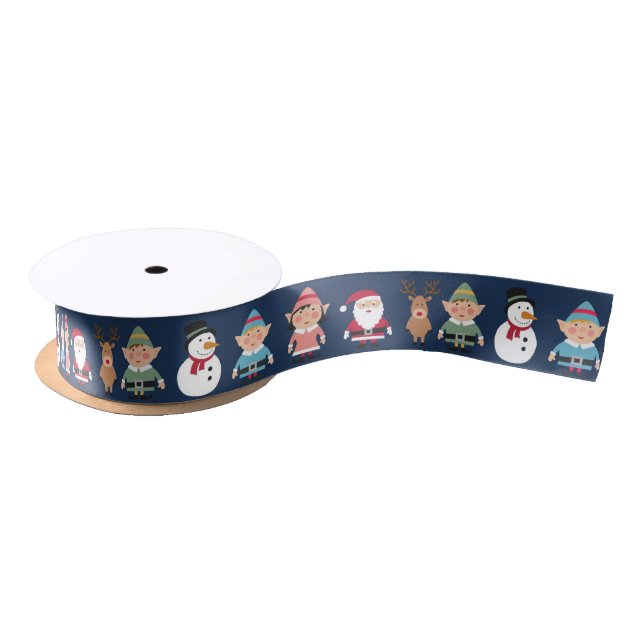 Ruban En Satin Elfes de Noël, Père Noël et Snowmen (Bobine)