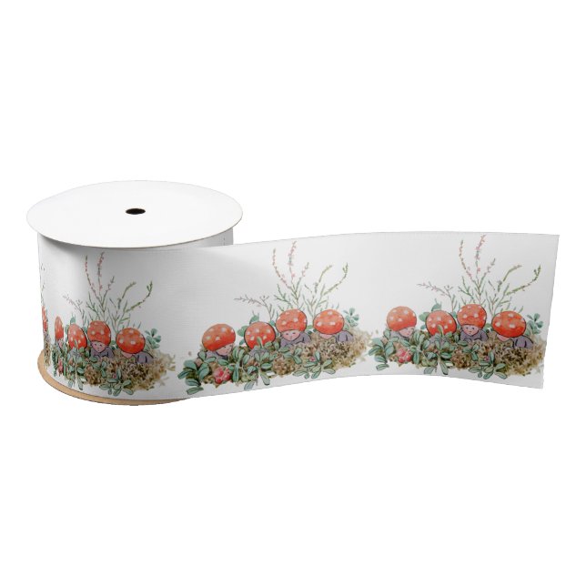 Ruban En Satin Elsa Beskow Champignons Whimsical Enfants (Bobine)