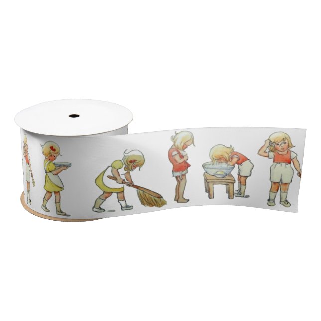 Ruban En Satin Elsa Beskow Nursery Rhyme "Comment Nous Lavons Nos (Bobine)