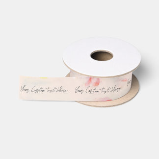 Ruban En Satin Emballage de texte personnalisé avec art floral ab