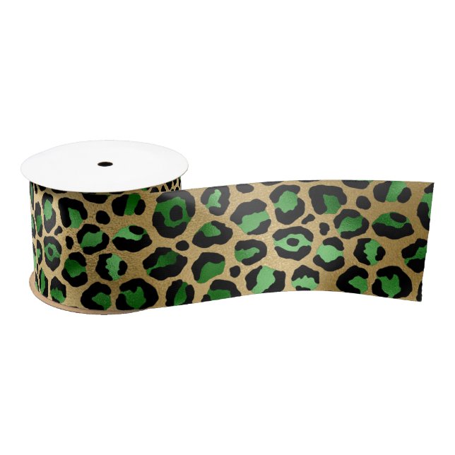Ruban En Satin Emerald et Gold Safari Series Design 8 (Bobine)