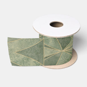 Ruban En Satin Emerald Green et Gold Art déco Motif