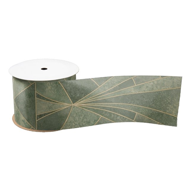 Ruban En Satin Emerald Green et Gold Art déco Motif (Bobine)