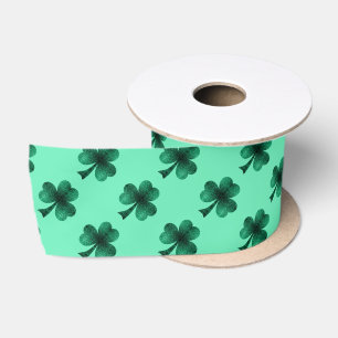 Ruban En Satin Emerald Green Sparkings Shamrock motif Clover