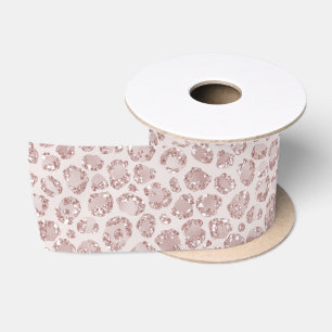 Ruban En Satin Empreinte de léopard Parties scintillant rose vif