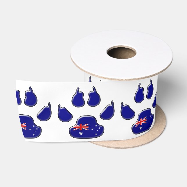 Ruban En Satin Empreinte de patte australien de chien (Bobine)
