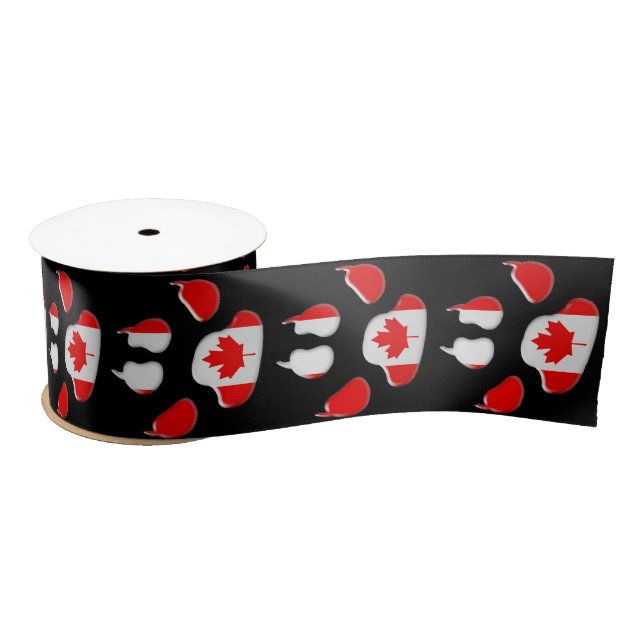 Ruban En Satin Empreinte de patte chien canadien (Bobine)