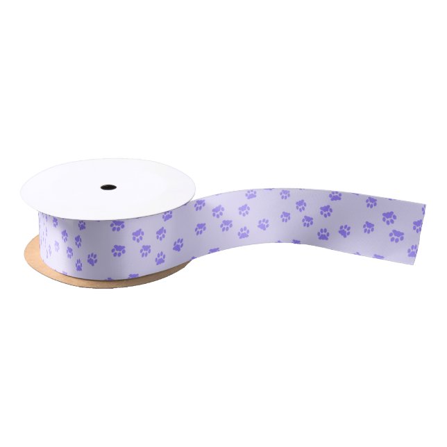 Ruban En Satin Empreintes de patte violettes (Bobine)