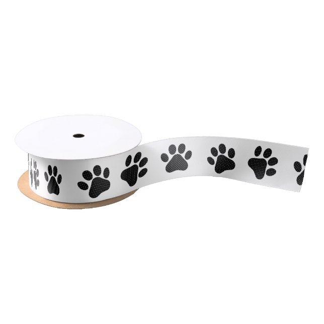 Ruban En Satin Empreintes de pattes Polka Dot (Bobine)