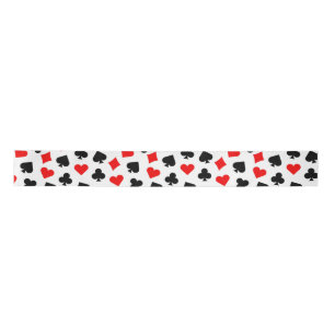 Ruban En Satin Enseignes de cartes de casino noir rouge et blanc