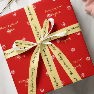 Ruban En Satin Enveloppement cadeau cadeau Joyeux Noël Or personn