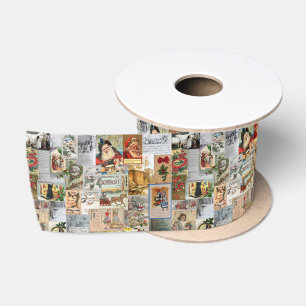 Ruban En Satin Ephémère de Noël victorienne antique Collage Art