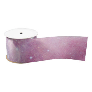 Ruban En Satin Espace étoilé lumière rose étoiles aquarelle Galax