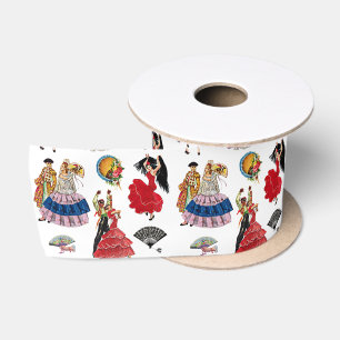 Ruban En Satin Espagnol vintage Flamenca Danseuse femmes fans art