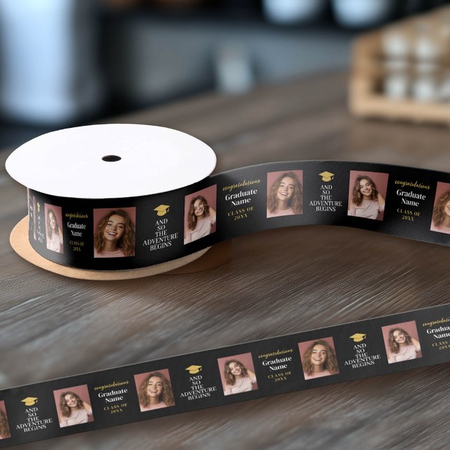 Ruban En Satin Et Donc Aventure Attend Moderne Graduation 2 Photo (Custom Graduation Ribbon)