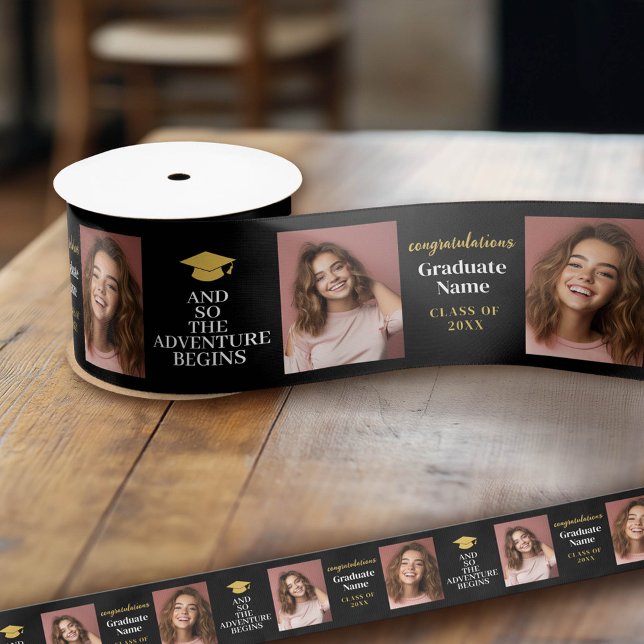 Ruban En Satin Et Donc Aventure Attend Moderne Graduation 2 Photo (Custom Graduation Ribbon)