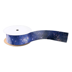 Ruban En Satin Étoiles Bleu Bleu Embrionique