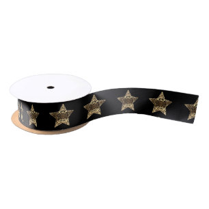Ruban En Satin Étoiles élégantes de Noël de regard de noir et