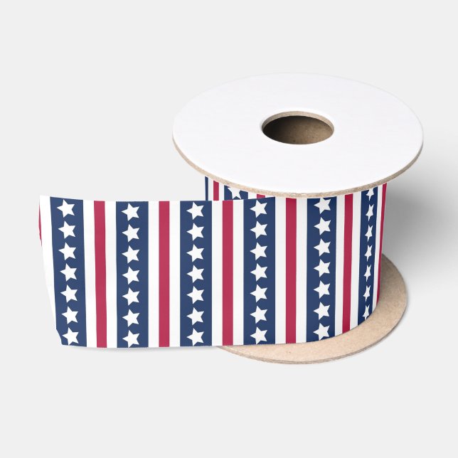 Ruban En Satin étoiles et rayures Americana (Bobine)