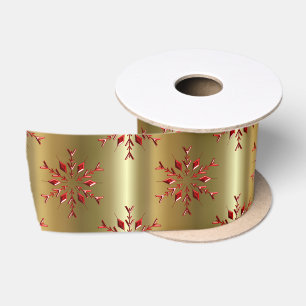 Ruban En Satin Étoiles rouges de Noël sur l'or