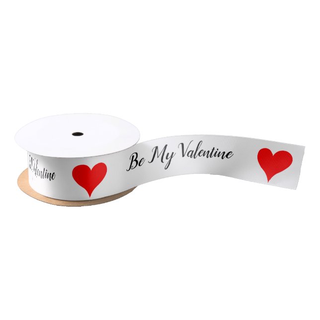 Ruban En Satin Être Ma Saint-Valentin Cœurs Rouges  (Bobine)