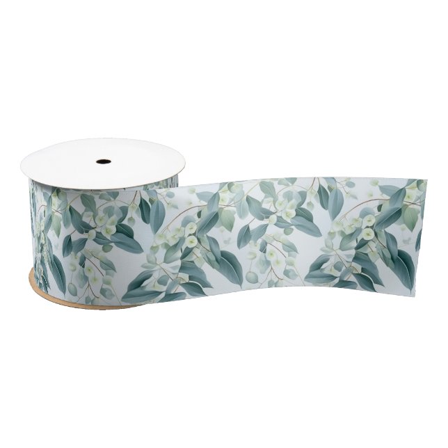 Ruban En Satin Eucalyptus Vert Sage Doux Aquarelle (Bobine)