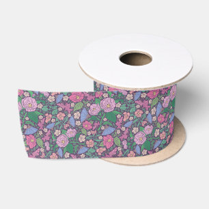 Ruban En Satin Éventails japonais de coquelicots pour la fête des