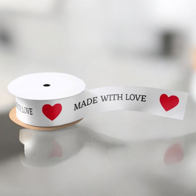 Ruban En Satin Fabriqué Avec L'Artisanat De L'Amour (Made With Love Crafting Satin Ribbon by Ricaso for your craft business. Add to product packaging)