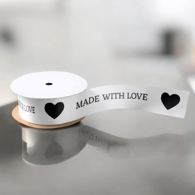 Ruban En Satin Fabriqué Avec L'Artisanat De L'Amour (Made With Love Crafting Satin Ribbon by Ricaso. For your craft business. Crafting supplies)