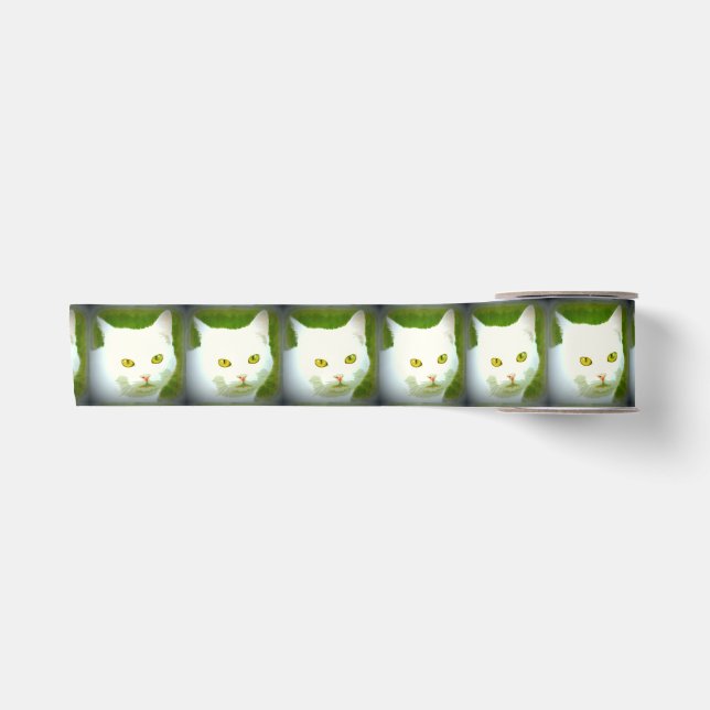 Ruban En Satin Face de chat blanc (Devant)