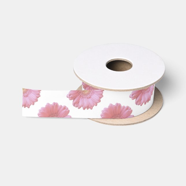 Ruban En Satin Faisée de gerbera rose pâle (Bobine)