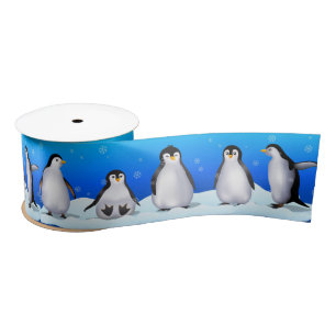 Ruban En Satin Famille de pingouin