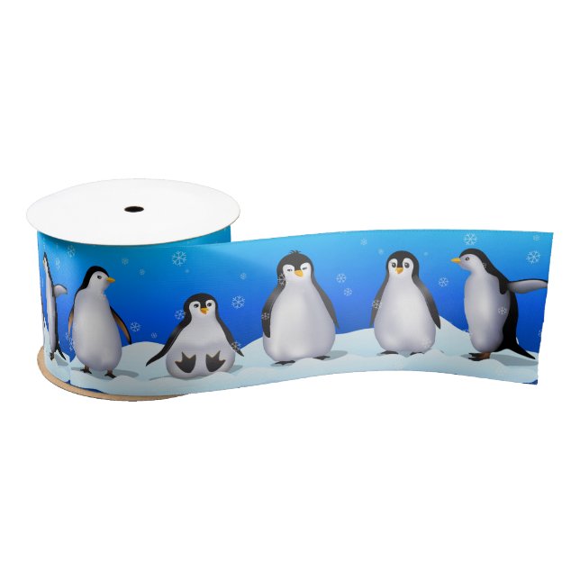 Ruban En Satin Famille Penguin (Bobine)