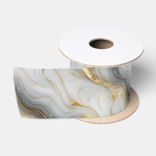 Ruban En Satin Faux Gold Blanc Gris Marbré