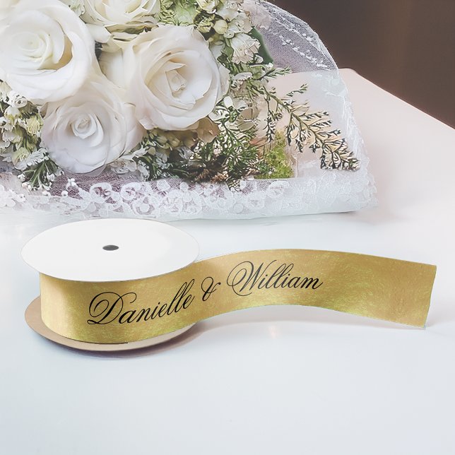 Ruban En Satin Faux Gold Foil Élégant Mariage de calligraphie noi (Créateur téléchargé)