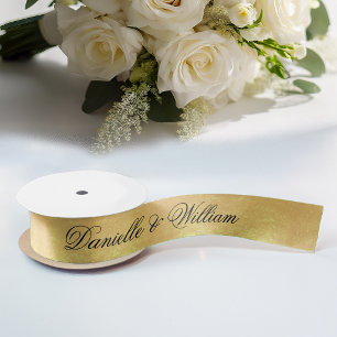 Ruban En Satin Faux Gold Foil Élégant Mariage de calligraphie noi