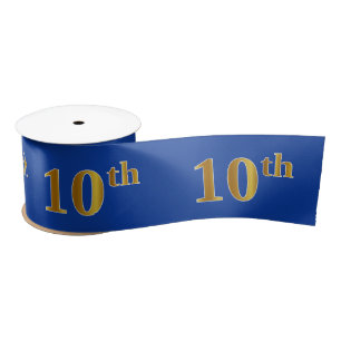 Ruban En Satin Faux/Imitation Gold "10e" Numéro d'événement (bleu