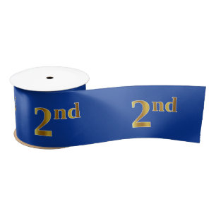 Ruban En Satin Faux/Imitation Gold "2e" Numéro d'événement (bleu)