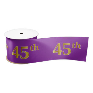 Ruban En Satin Faux/Imitation Gold "45th" Numéro d'événement (