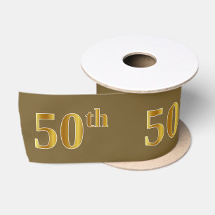 Ruban En Satin Faux/Imitation Gold "50th" Numéro d'événement (Bro
