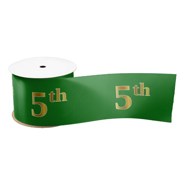 Ruban En Satin Faux/Imitation Gold "5th" Numéro d'événement (Vert (Bobine)