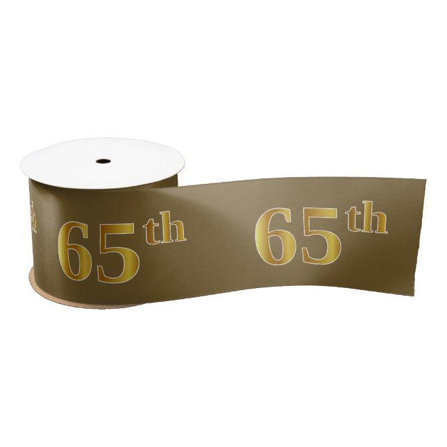 Ruban En Satin Faux/Imitation Gold "65th" Numéro d'événement (Bro (Bobine)
