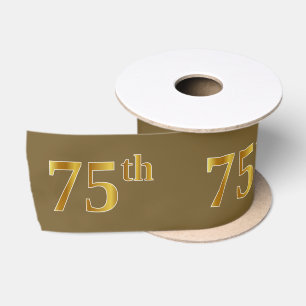 Ruban En Satin Faux/Imitation Gold "75th" Numéro d'événement (Bro