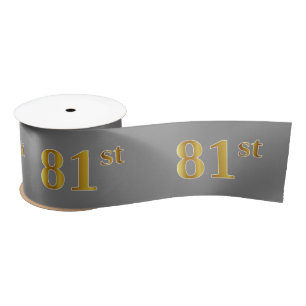 Ruban En Satin Faux/Imitation Gold "81st" Numéro d'événement (Gri