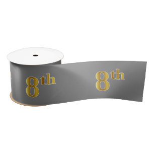 Ruban En Satin Faux/Imitation Gold "8th" Numéro d'événement (Gris