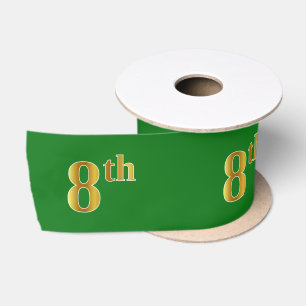 Ruban En Satin Faux/Imitation Gold "8th" Numéro d'événement (Vert