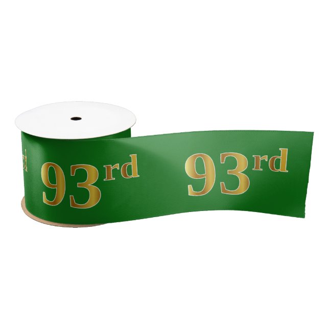 Ruban En Satin Faux/Imitation Gold "93e" Numéro d'événement (Vert (Bobine)