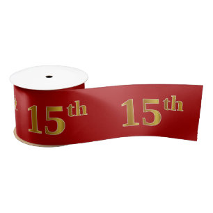 Ruban En Satin Faux/Imitation Gold Look "15th" Numéro d'événement