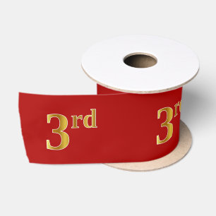 Ruban En Satin Faux/Imitation Gold Look "3ème" Numéro d'événement